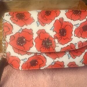 Kate Spade White and Red Floral Crossbody Bag